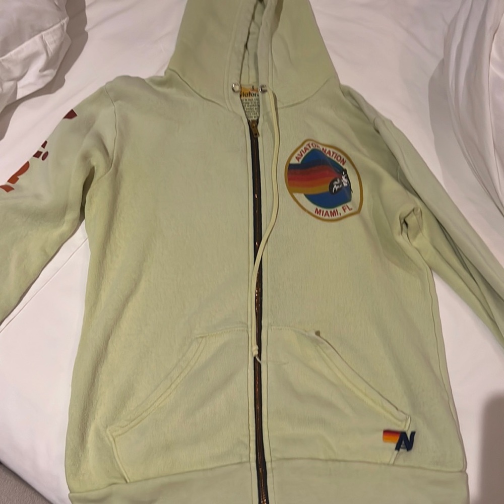 Aviator Nation Neon yellow zip up.